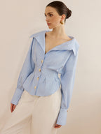 Blusa de mujer de rayas con cuello amplio - Anny