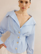 Blusa de mujer de rayas con cuello amplio - Anny