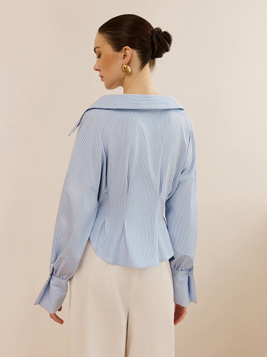 Blusa de mujer de rayas con cuello amplio - Anny
