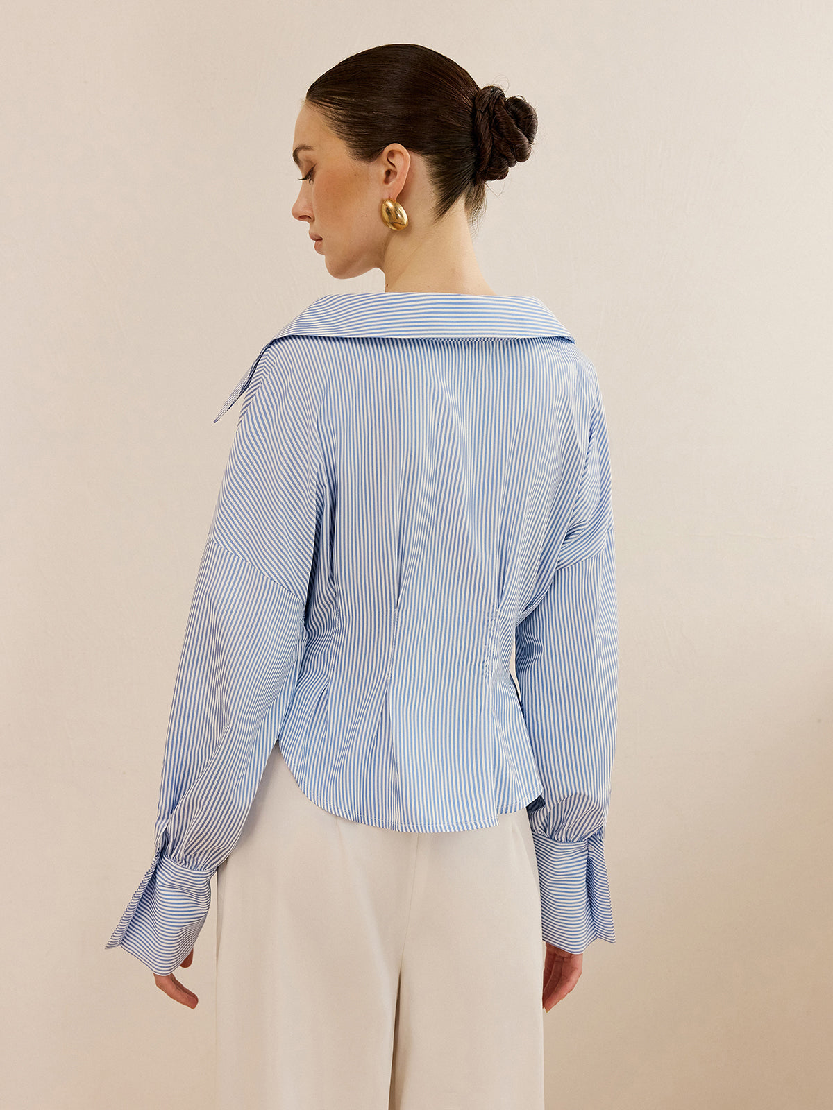 Blusa de mujer de rayas con cuello amplio - Anny