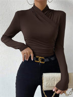 Camiseta de tejido para mujer cuello cruzado - Sigrunel