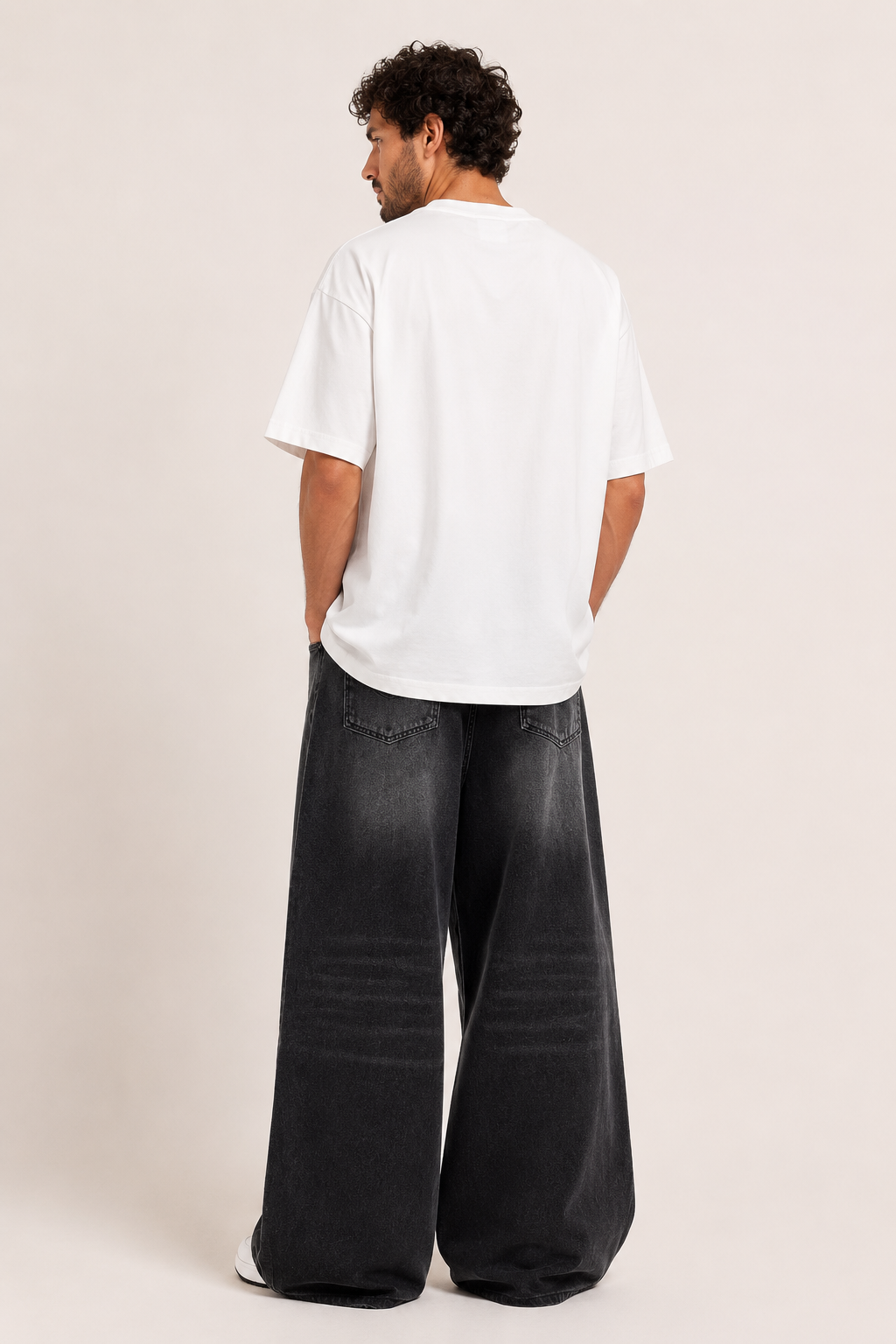 Baggy jeans retro hombre de pierna muy ancha con lavado desteñido - Klaus