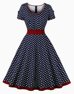 ADA - Elegante vestido vintage de lunares para primavera/verano