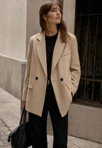 Blazer cruzada mujer corte recto solapas de pico - Greta
