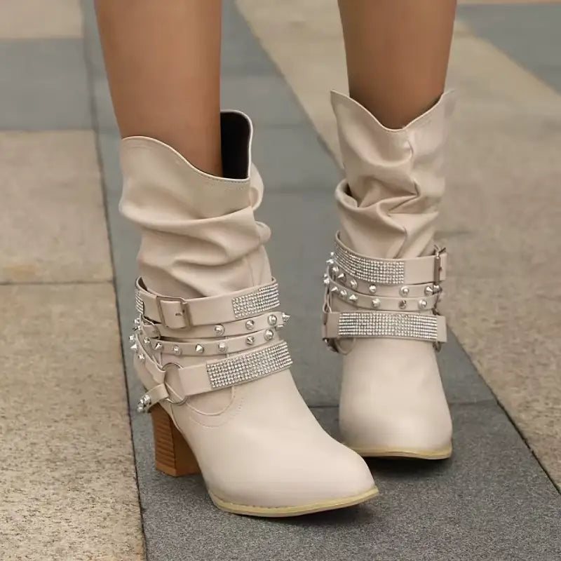 Goldie - Botas con strass y hebilla