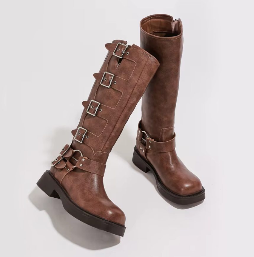 Rihana - Botas de caña ancha con tacón