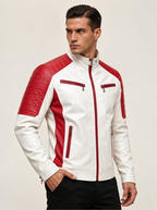 Chaqueta biker bicolor con cremallera - Theo