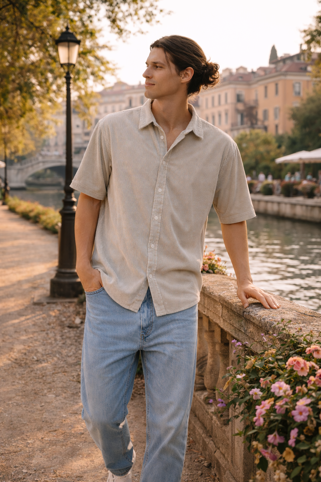 Camisa hombre manga corta ligera transpirable verano casual - Velmar