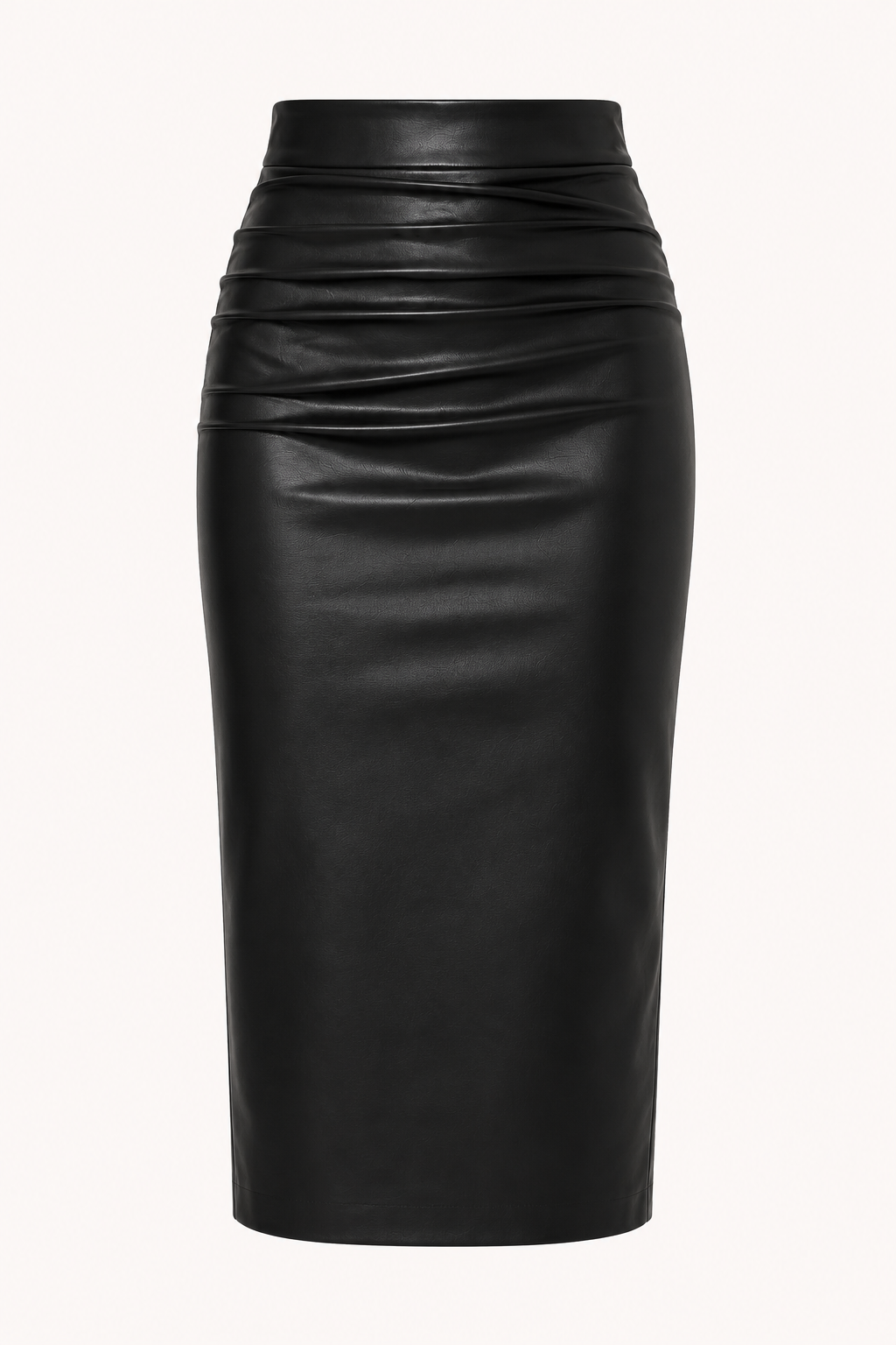Falda midi mujer PU cintura alta con fruncido - Siglinde