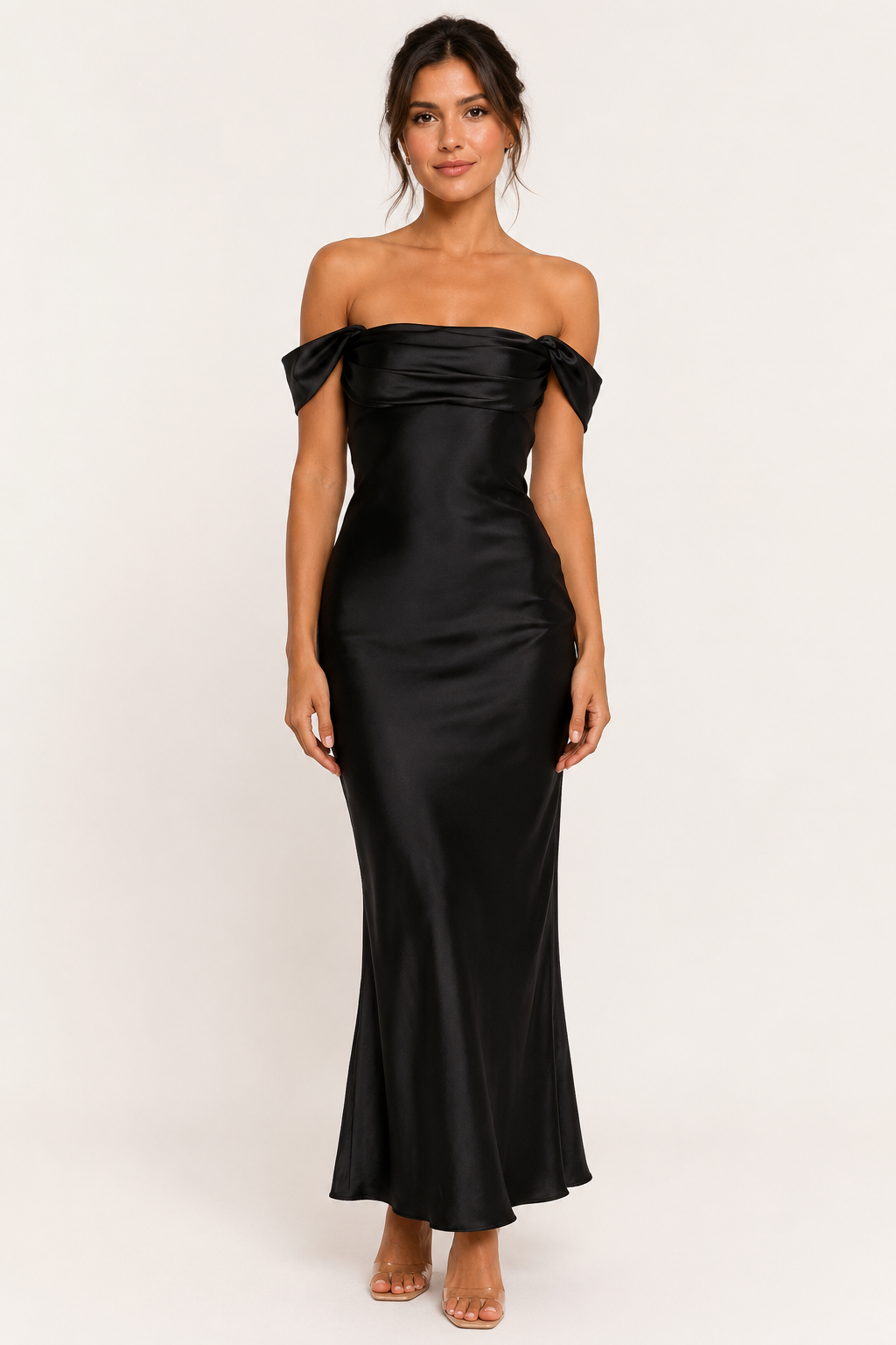 Vestido largo mujer escote bardot y hombros descubiertos - Wendela