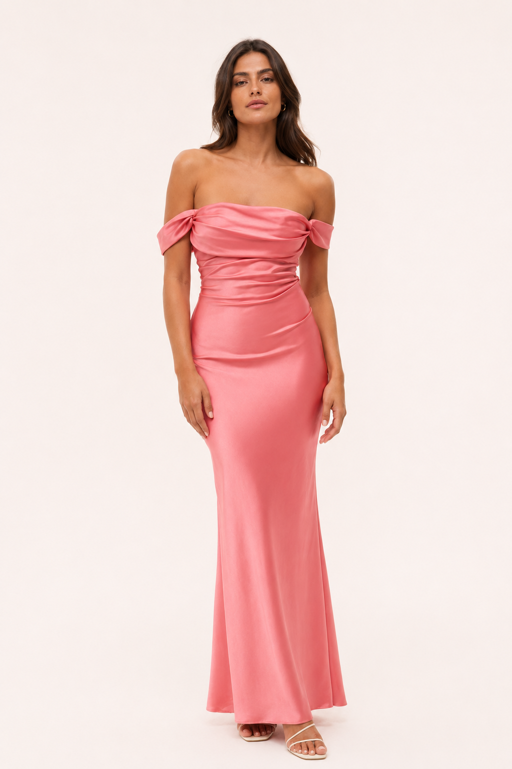 Vestido largo mujer escote bardot y hombros descubiertos - Wendela