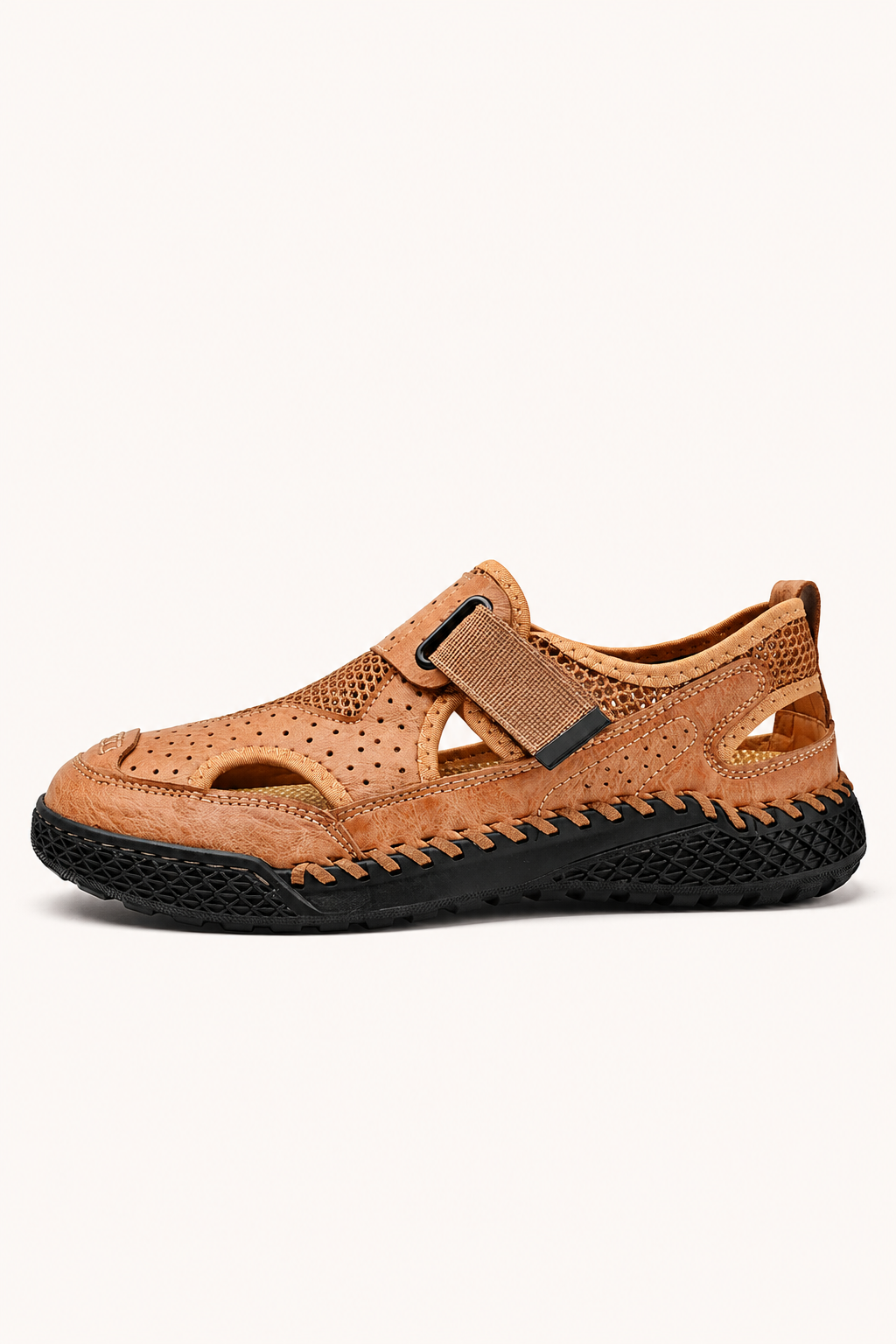 Sandalias cerradas hombre perforadas con velcro - Lorenz