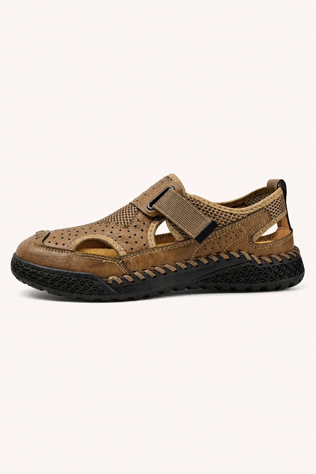 Sandalias cerradas hombre perforadas con velcro - Lorenz