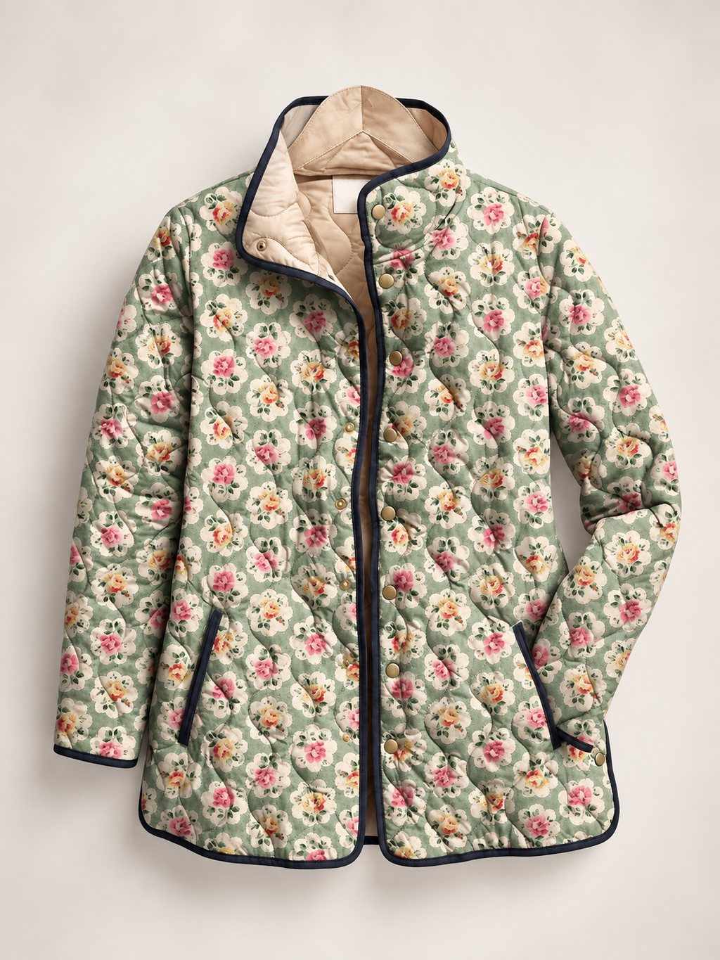 Chaqueta acolchada mujer estampado floral ribetes contraste - Lainey