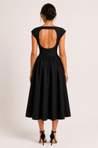 Vestido elegante midi de cóctel con falda amplia - Alisa