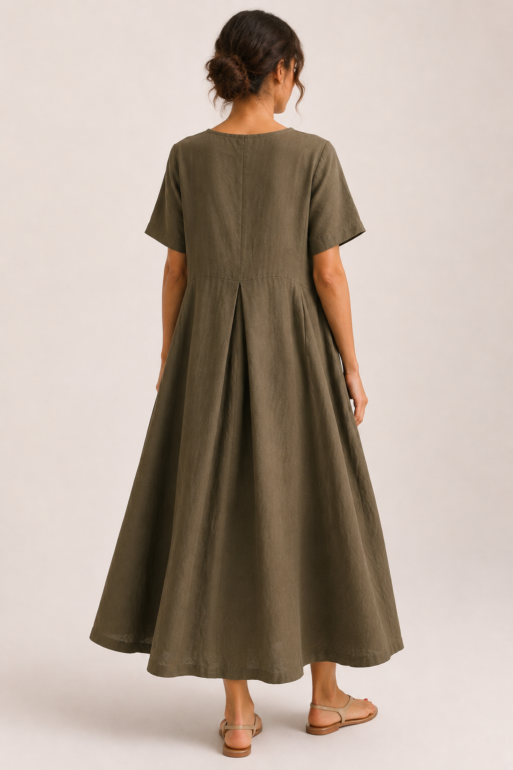 Vestido oversize largo para mujer de manga corta con bolsillos - Gesine