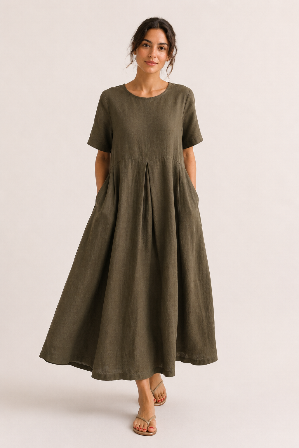 Vestido oversize largo para mujer de manga corta con bolsillos - Gesine