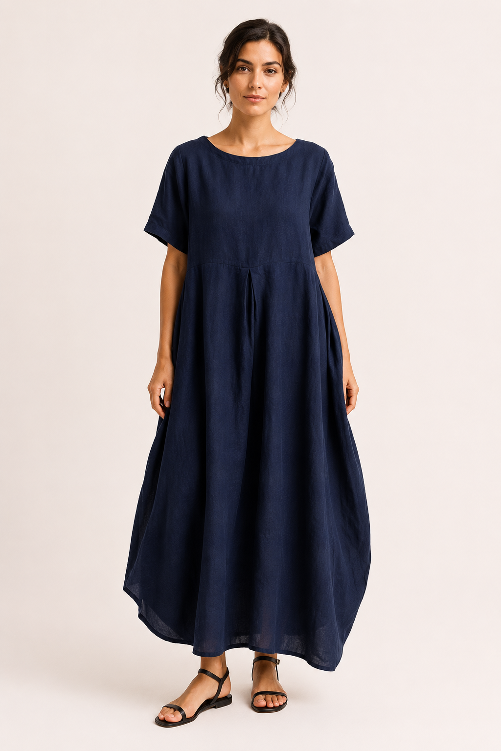 Vestido oversize largo para mujer de manga corta con bolsillos - Gesine