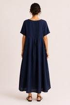 Vestido oversize largo para mujer de manga corta con bolsillos - Gesine