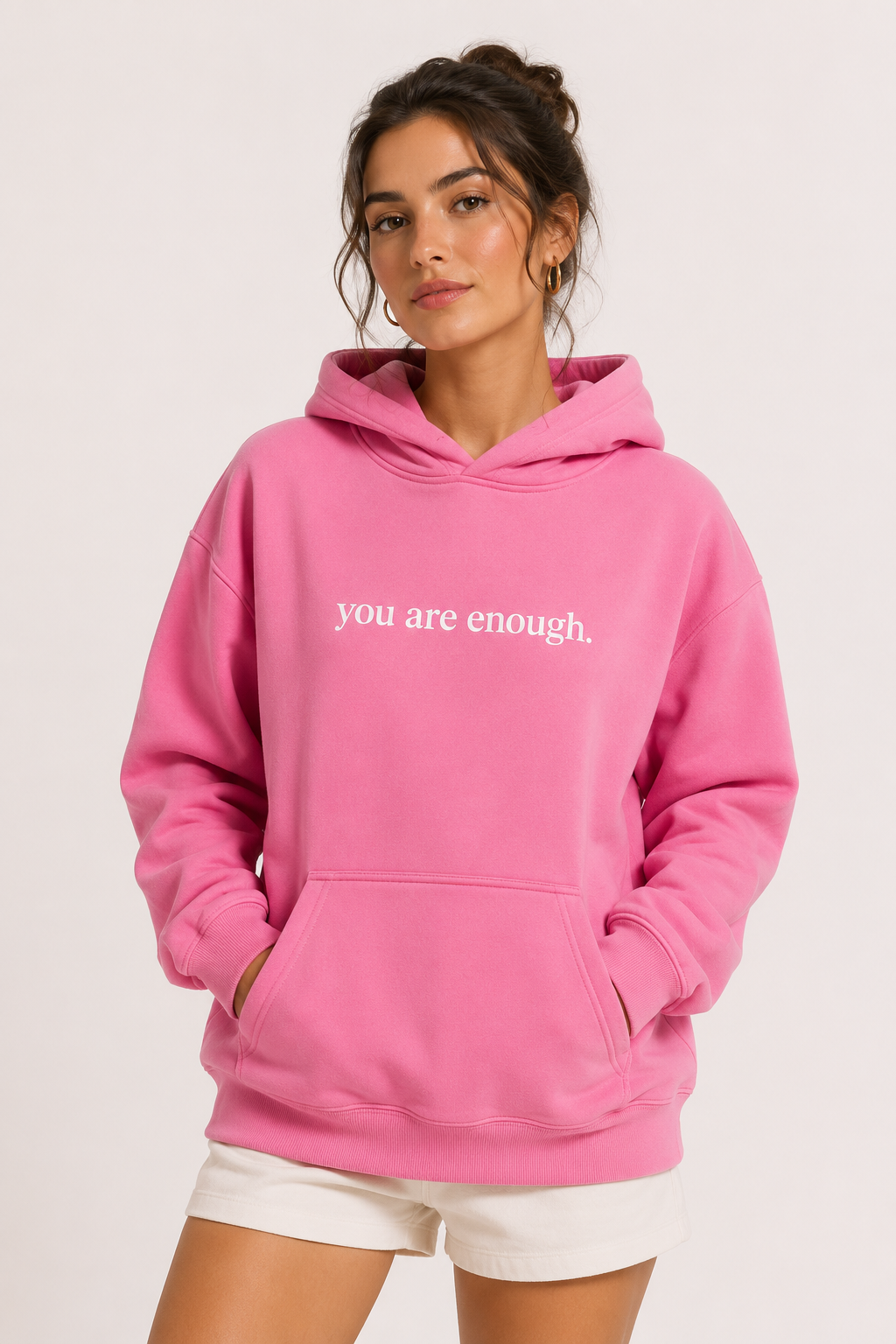Sudadera mujer con capucha bolsillo canguro y frase frontal - Irmgard