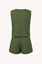 Conjunto chaleco short mujer lino algodón - Rita