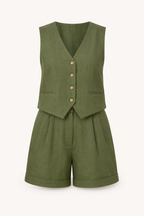 Conjunto chaleco short mujer lino algodón - Rita