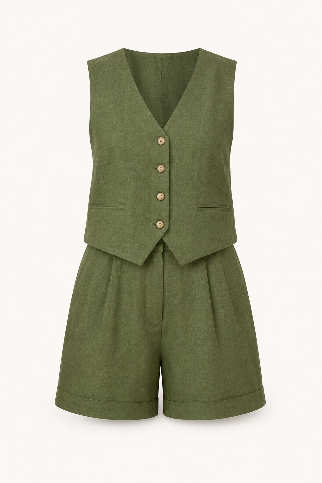 Conjunto chaleco short mujer lino algodón - Rita
