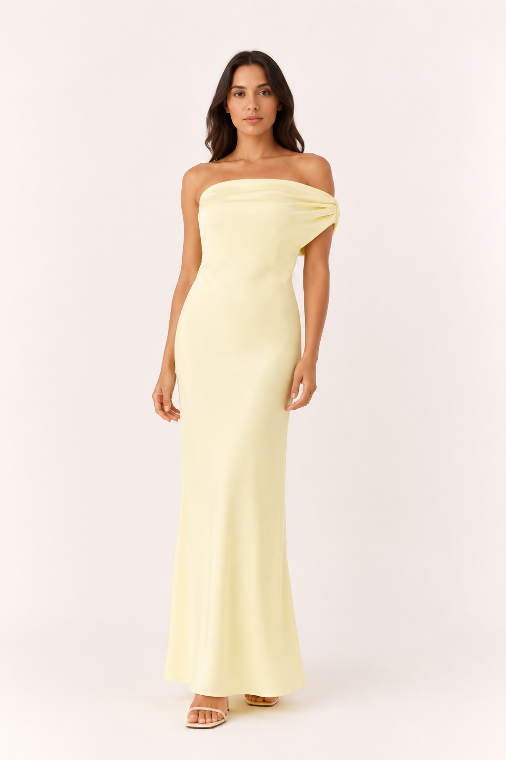Vestido largo un hombro mujer drapeado - Guita