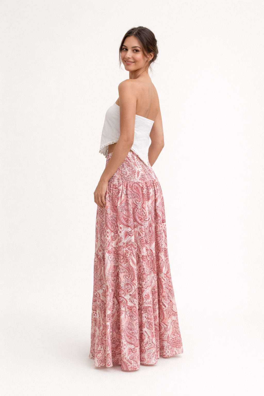 Falda larga estampada cintura elástica estilo boho verano - Elira