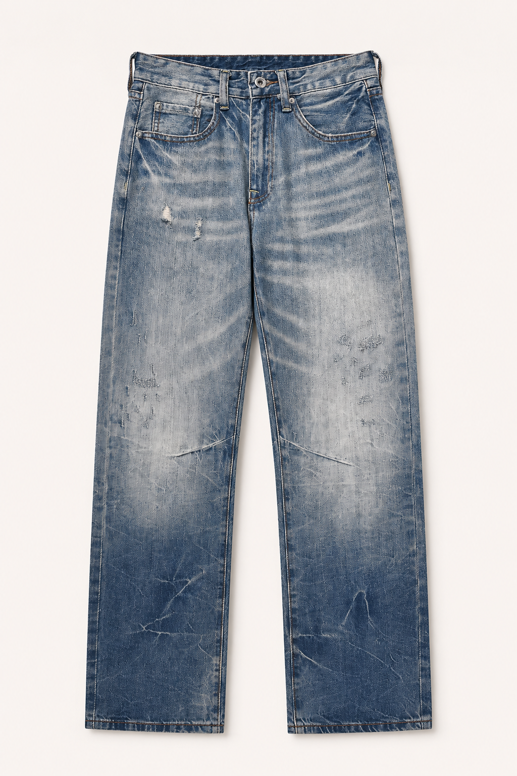 Jeans hombre pierna recta efecto lavado con desgastes - Wigbert