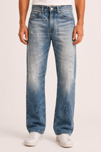 Jeans hombre pierna recta efecto lavado con desgastes - Wigbert