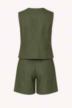 Conjunto chaleco short mujer lino algodón - Lotte