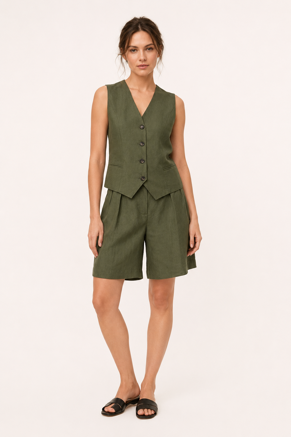 Conjunto chaleco short mujer lino algodón - Lotte