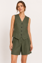 Conjunto chaleco short mujer lino algodón - Lotte
