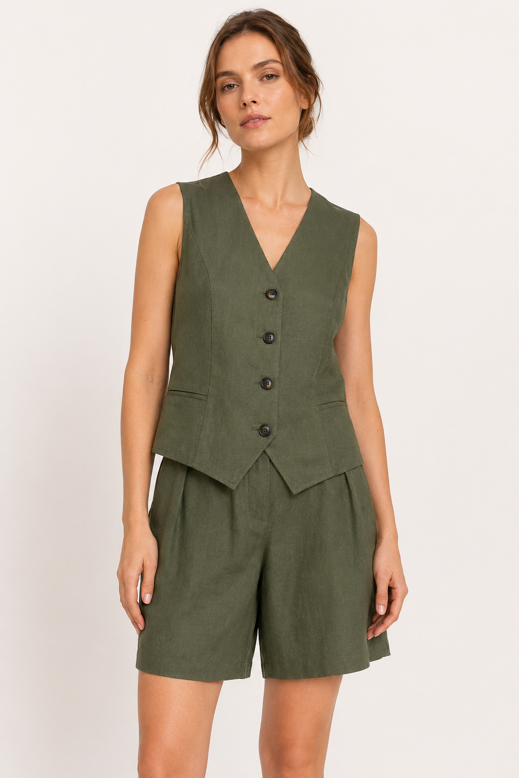 Conjunto chaleco short mujer lino algodón - Lotte