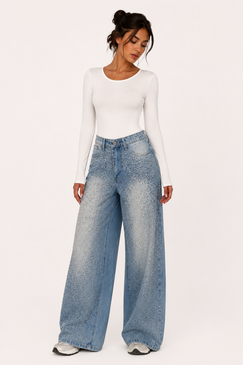 Vaqueros mujer pierna ancha pedrería - Wellen
