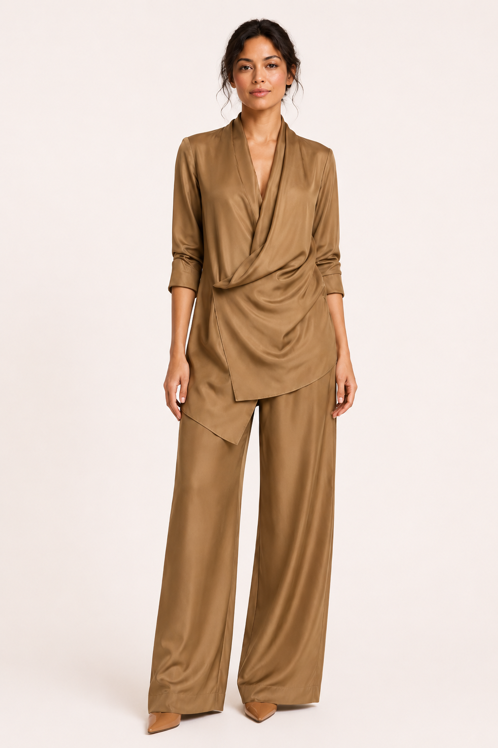 Conjunto blusa pantalón mujer satén - Kerstin
