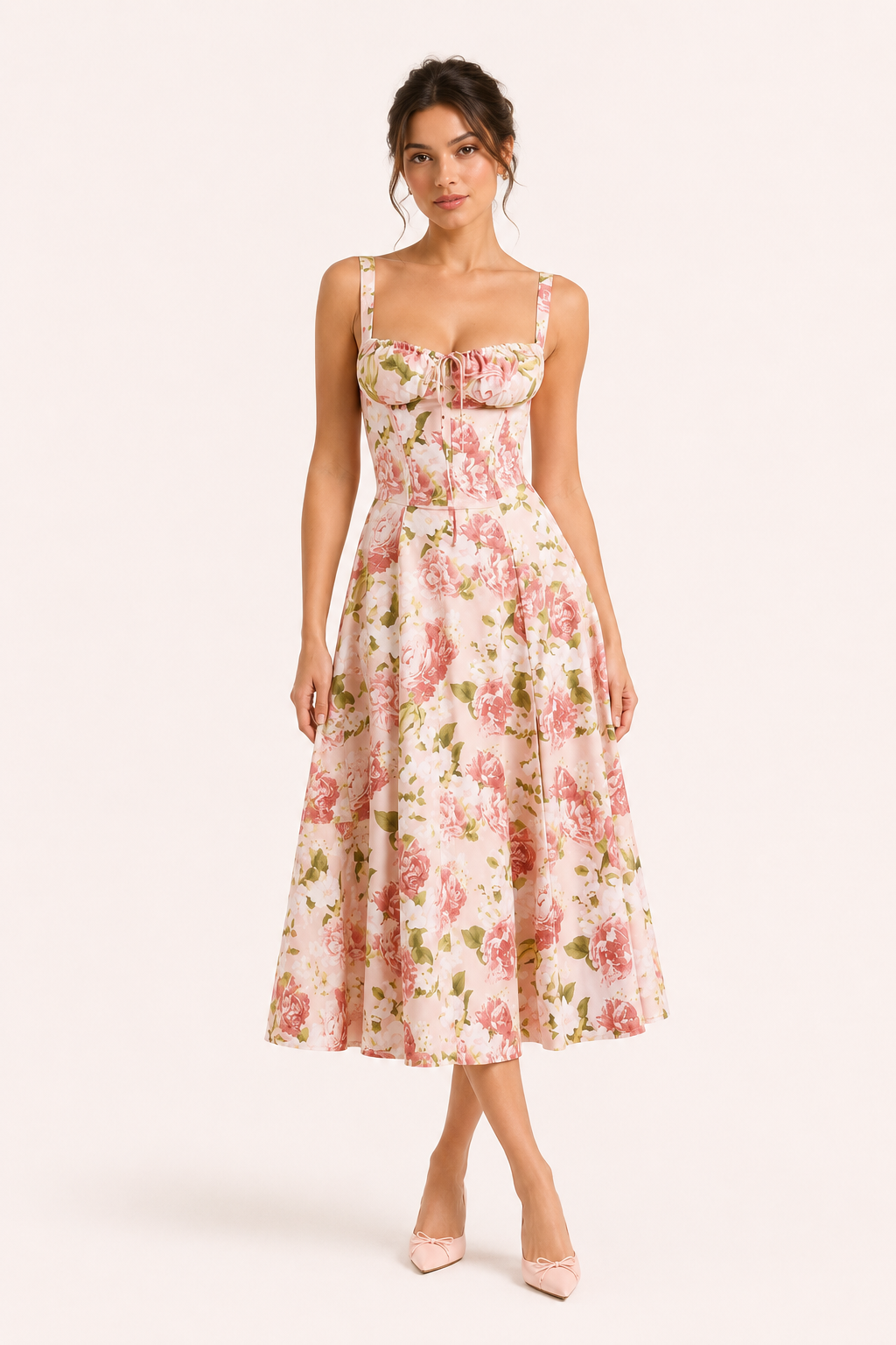 Vestido midi floral mujer tirantes anchos - Maren