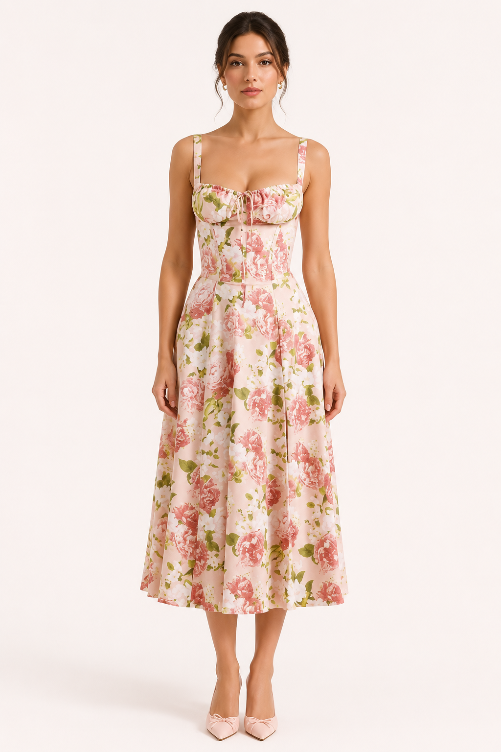 Vestido midi floral mujer tirantes anchos - Maren