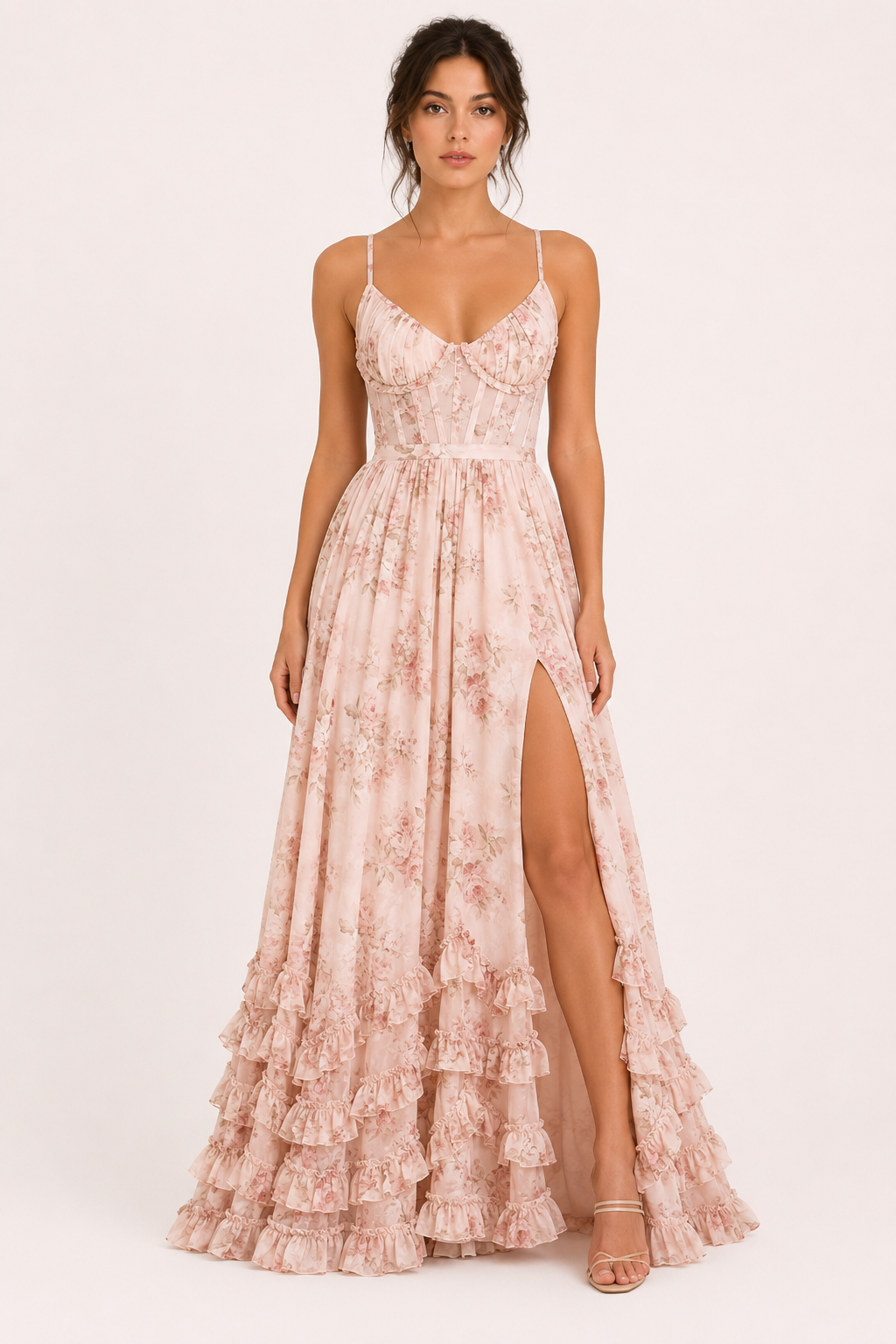 Vestido largo fiesta mujer floral elegante - Elara