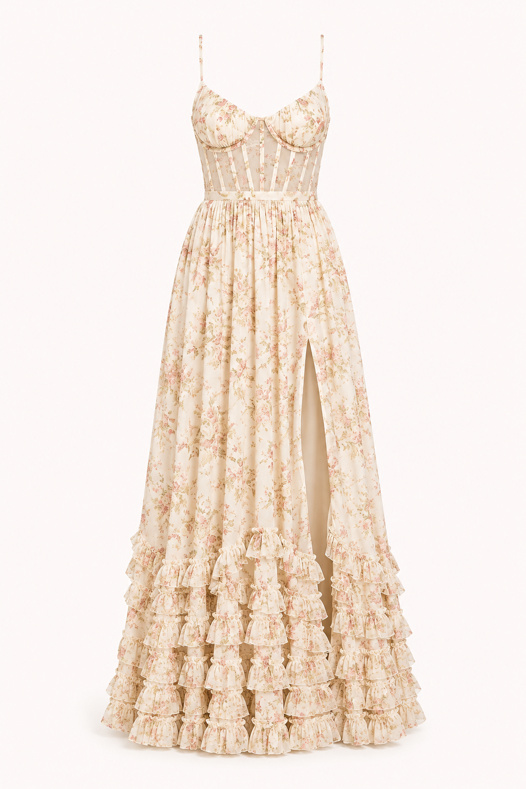 Vestido largo fiesta mujer floral elegante - Elara
