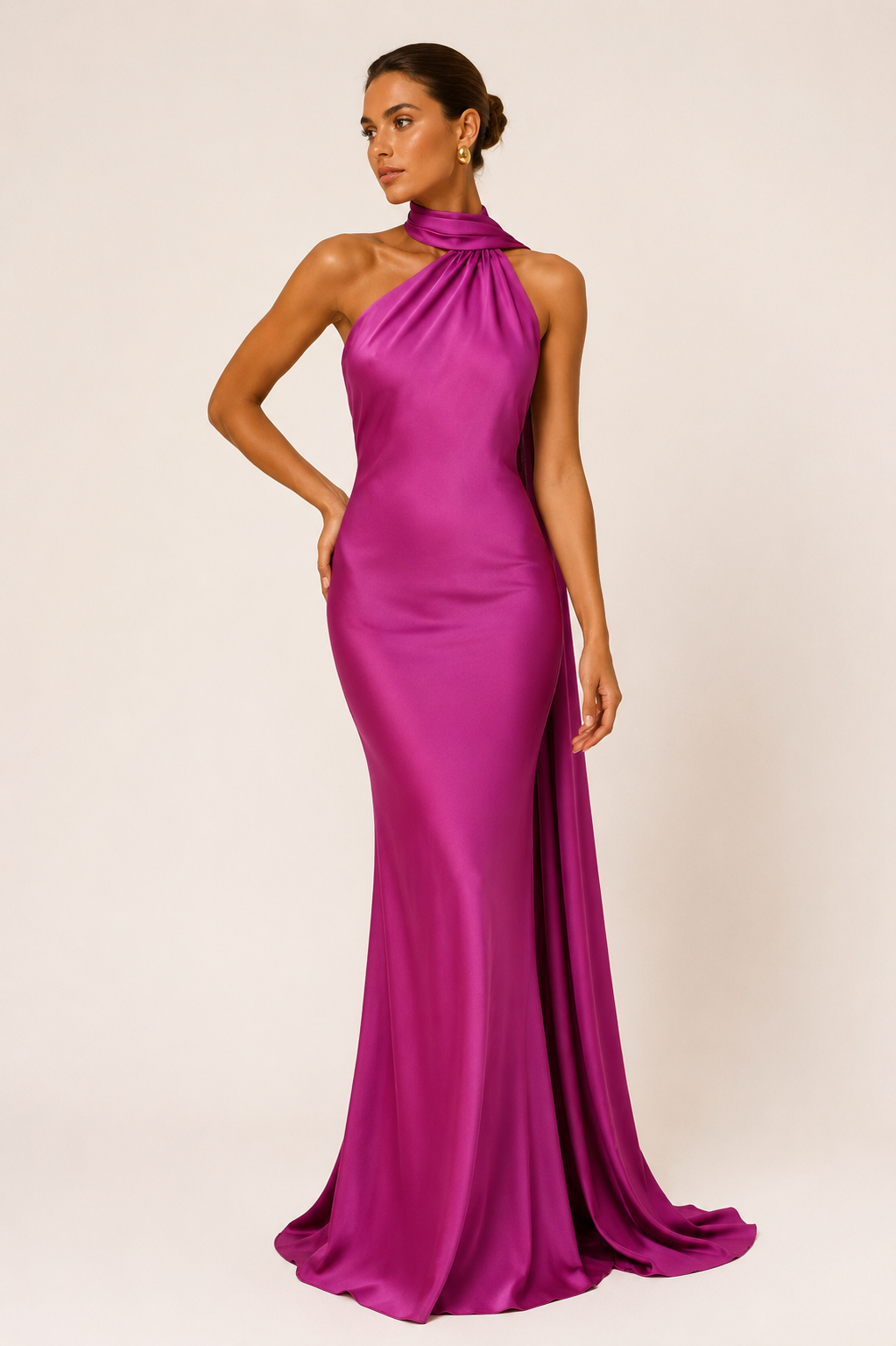 Vestido largo mujer elegante cuello alto - Kerstin