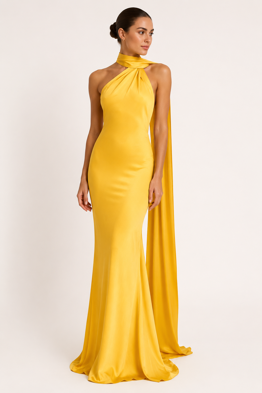 Vestido largo mujer elegante cuello alto - Kerstin