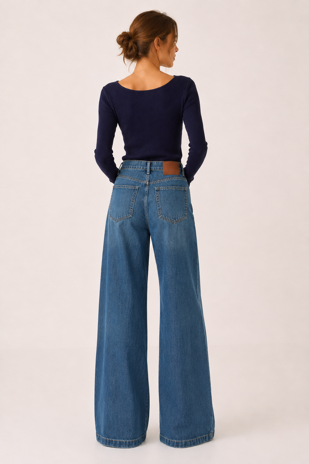 Jeans baggy mujer de cintura alta con pernera ancha y corte recto - Freja