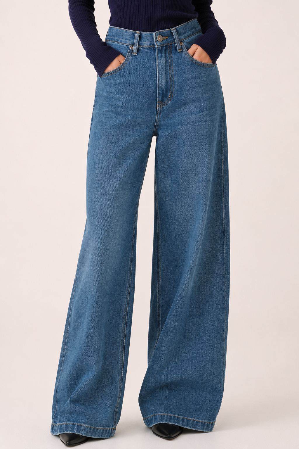 Jeans baggy mujer de cintura alta con pernera ancha y corte recto - Freja