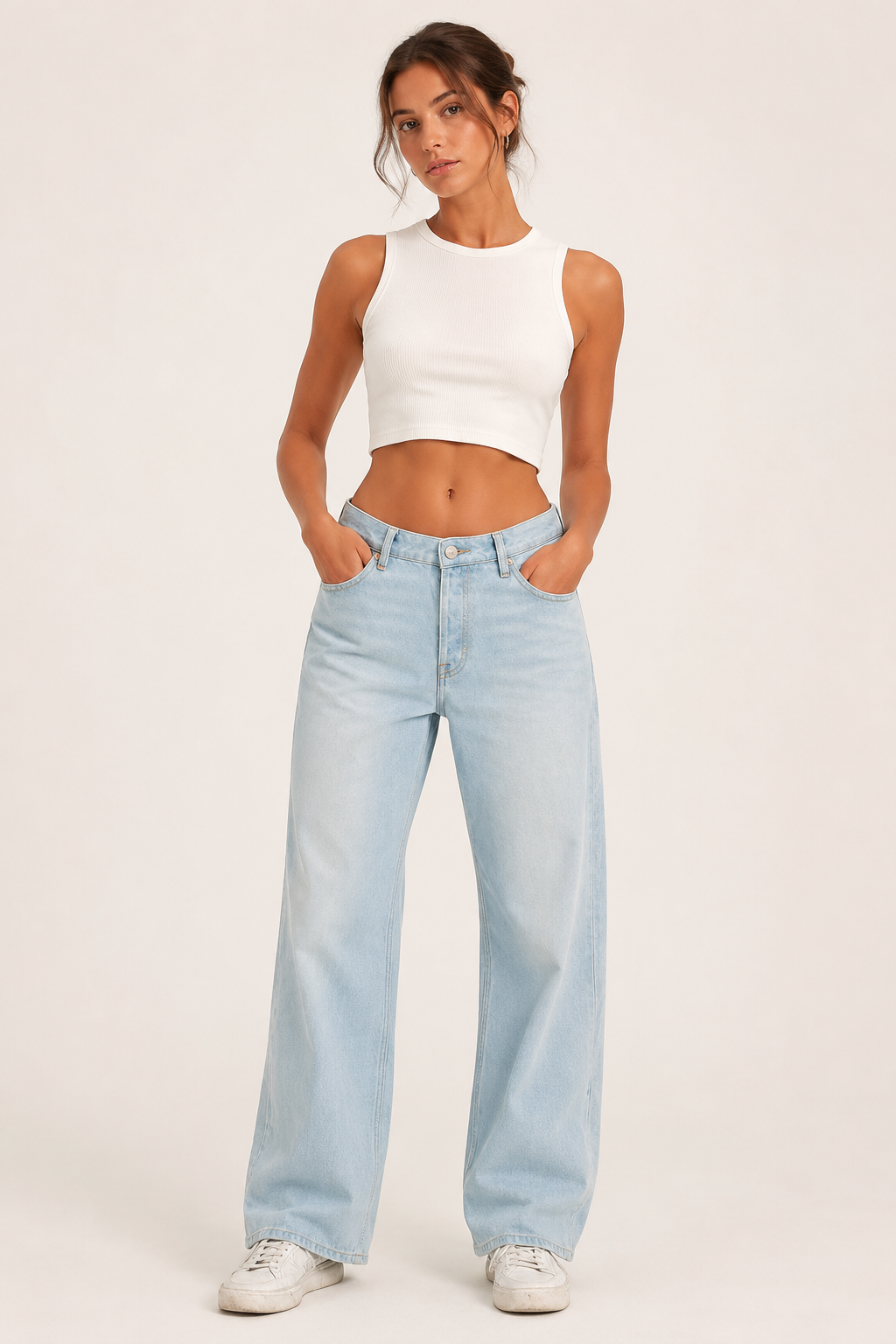 Jeans baggy de cintura alta mujer con pernera ancha y corte recto - Marlene