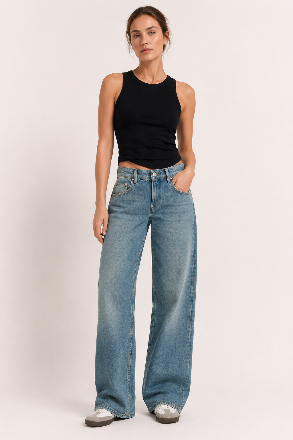Jeans baggy de cintura alta mujer con pernera ancha y corte recto - Marlene