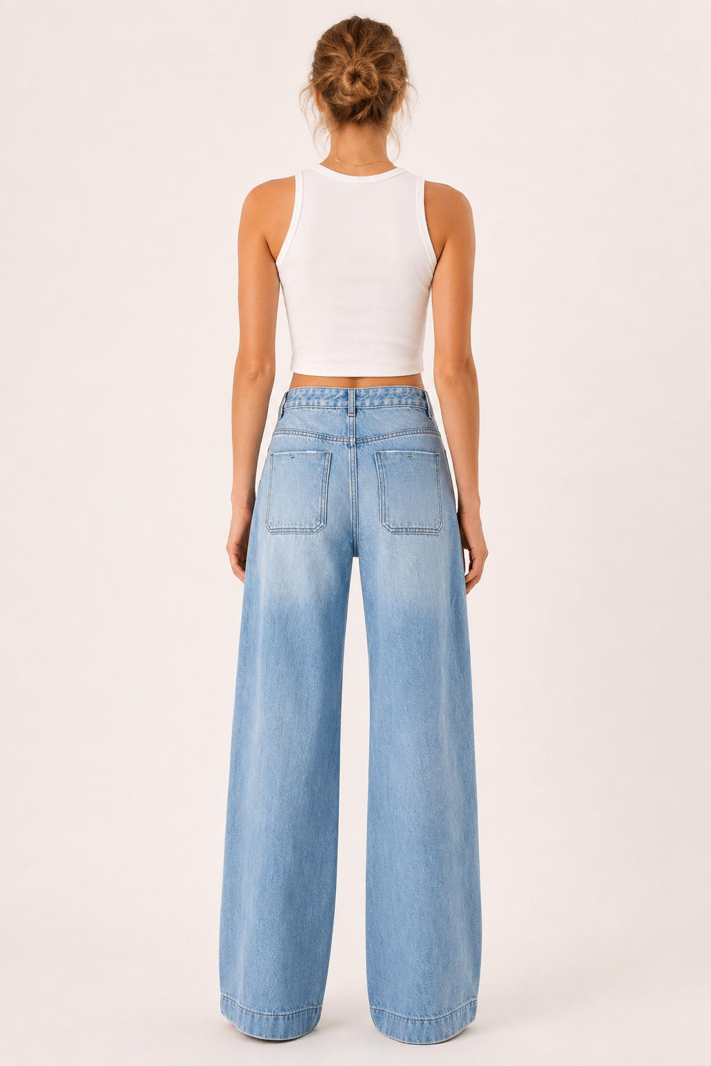 Jeans baggy de cintura alta mujer con pernera ancha y corte recto - Marlene