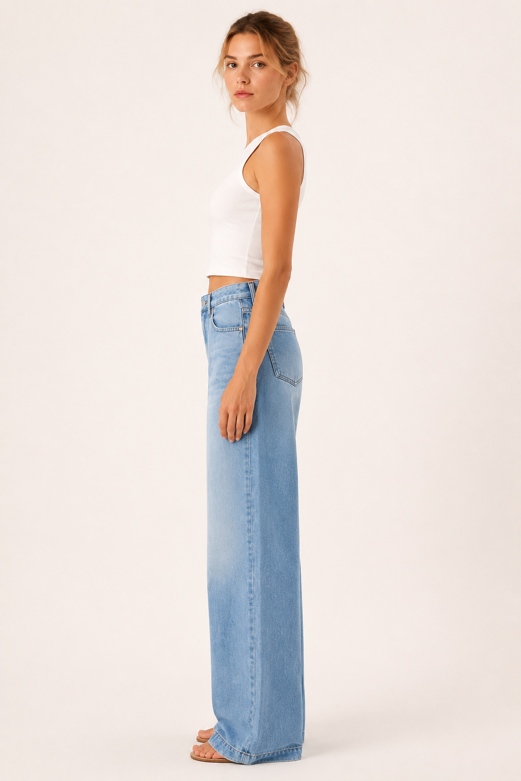 Jeans baggy de cintura alta mujer con pernera ancha y corte recto - Marlene