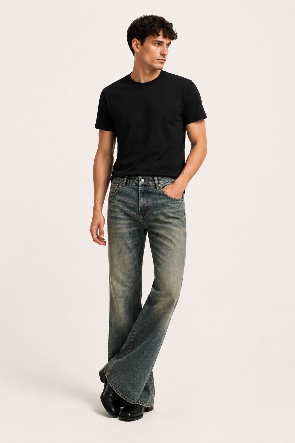 Jeans flare para hombre de corte slim con lavado efecto vintage - Henrik